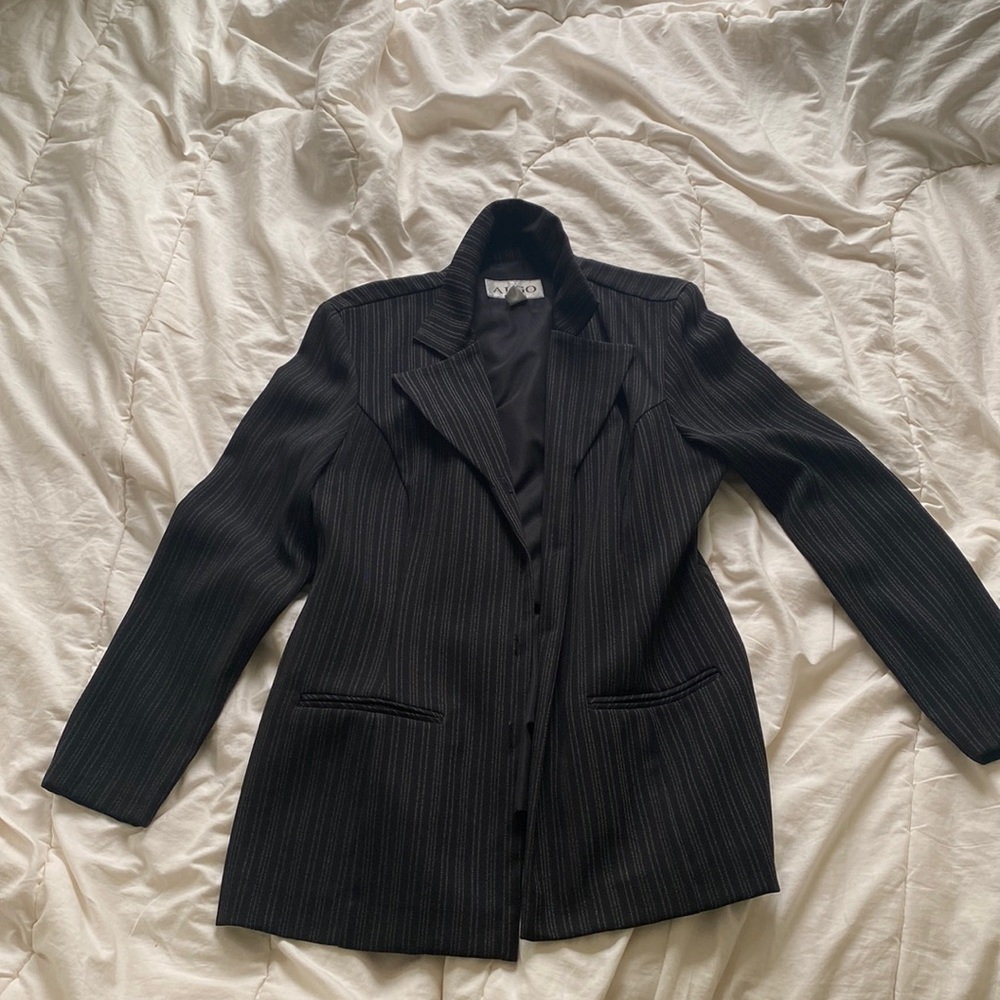 Black with thin white stripes women's blazer
